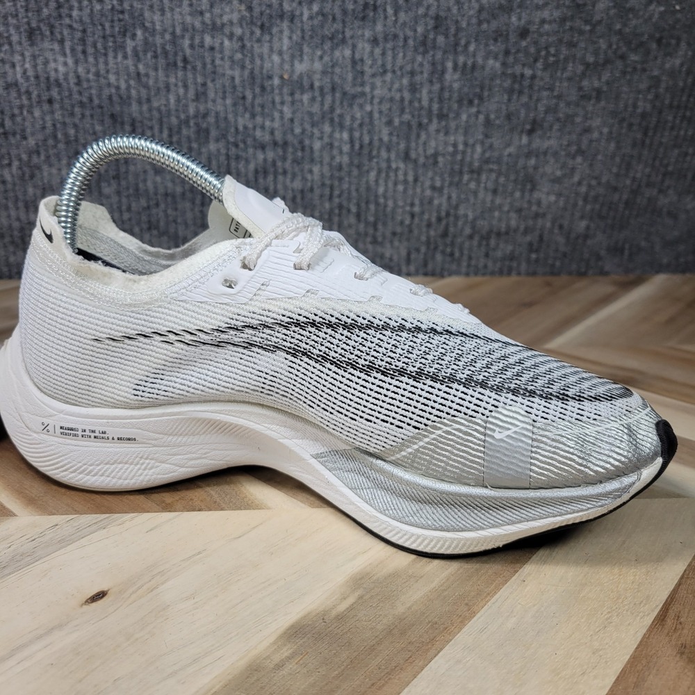 Nike ZoomX Vaporfly Next% Women's 6.5 White Silver Running Trainer cu4123-100 - Picture 6 of 13